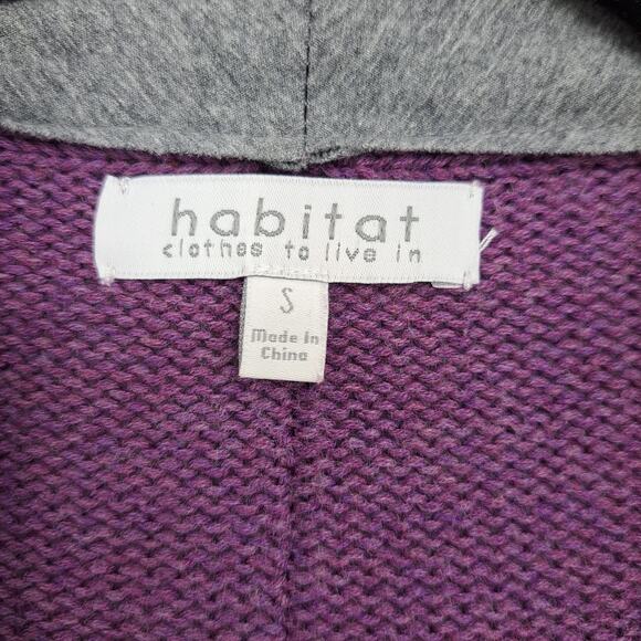Habitat Shawl Collar Cardigan One Button Pockets Purple Gray Women's Size Small - Picture 4 of 6